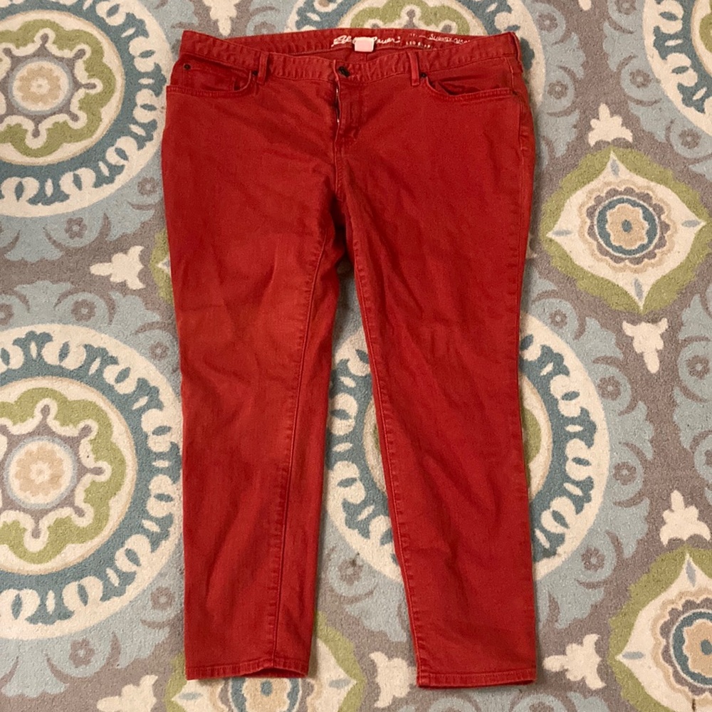 Red Eddie Bauer Slightly Curvy Skinny Jeans in GUC